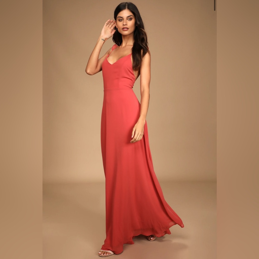 Lulu's Meteoric Rise Rusty Rose Maxi Dress